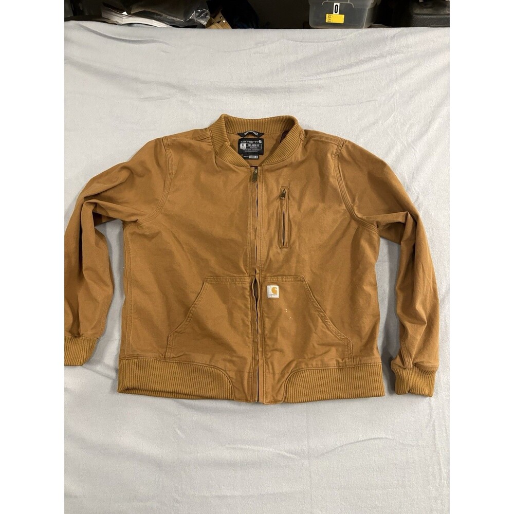 Carhartt Rugged Flex Jacket XL Brown Duck Canvas Workwear Full Zip Fema DJ2524-W